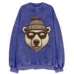 Winnipeg Polar Bear wearing Winnipeg beanie with pom pom and wayfarer - Vintage Sweatshirt