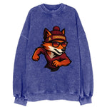 Washington Fox wearing Commanders beanie with Capitol patch and wayfarer - Vintage Sweatshirt