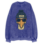 New Orleans Pelican wearing New Orleans beanie with pom pom and wayfarer - Vintage Sweatshirt