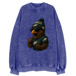 Philly Hawk wearing Eagles beanie with Rocky patch and wayfarer sunglasses - Vintage Sweatshirt