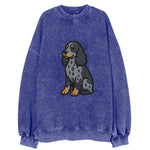 English Cocker Spaniel - Blue roan embroidered sitting pose - Vintage Sweatshirt