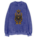 Crowned heart with Art Deco sunburst crown and geometric filigree hands - Vintage Sweatshirt