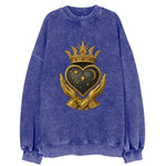 Hammered bronze warrior crown anchoring a dark steel heart with shield-bearing - Vintage Sweatshirt
