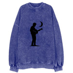 Guitarist playing acoustic under moonlight - Vintage Sweatshirt