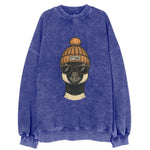 Ottawa Canadian Goose wearing Ottawa beanie with pom pom and wayfarer - Vintage Sweatshirt