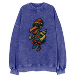 Miami Pelican wearing Heat beanie with sunset patch and wayfarer sunglasses - Vintage Sweatshirt