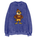 DC Eagle wearing Commanders burgundy and gold beanie with pom pom and wayfarer - Vintage Sweatshirt