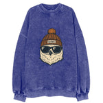 Quebec City Snowy Owl wearing Quebec beanie with pom pom and wayfarer - Vintage Sweatshirt