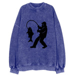 Alaskan fisherman hauling catch - Vintage Sweatshirt