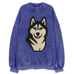Husky - Blue eyes close-up portrait - Vi Vintage Sweatshirt