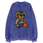 Utah Bighorn wearing Jazz beanie with mountain melody patch and wayfarer - Vintage Sweatshirt