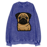 Pug - Contemporary wrinkled design with - Vintage Sweatshirt