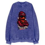 Blacksburg HokieBird wearing Virginia Tech beanie with VT patch - Vintage Sweatshirt