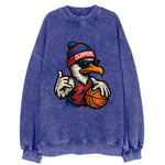 LA Seagull wearing Clippers red white and blue beanie with ship patch and - Vintage Sweatshirt