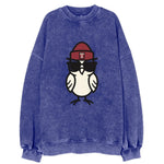 Philadelphia Owl wearing Temple beanie with T patch - Vintage Sweatshirt
