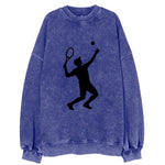Tennis player serving powerful shot - Vintage Sweatshirt