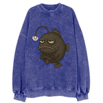 THE ANGLERFISH LURES DISAPPOINTMENT | Dark gray anglerfish with dim light - Vintage Sweatshirt