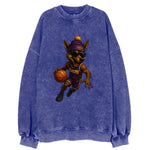 Hollywood Coyote wearing Lakers beanie with Showtime patch and wayfarer - Vintage Sweatshirt
