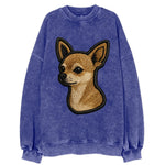 Chihuahua - Modern tiny dog logo with bo - Vintage Sweatshirt