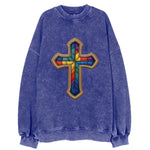 Stained Glass Cross  - Vintage Sweatshirt