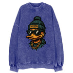 Eugene Duck wearing Oregon beanie with p - Vintage Sweatshirt