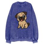 Pug - Tilted head with tongue out - Vintage Sweatshirt