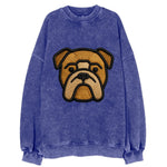 Bulldog - Minimalist geometric design wi - Vintage Sweatshirt