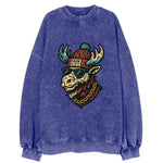 Park City Moose wearing Park City beanie with pom pom and wayfarer sunglasses - Vintage Sweatshirt