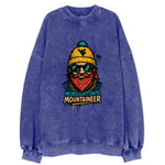Morgantown Mountaineer wearing West Virginia beanie with WV patch - Vintage Sweatshirt
