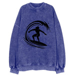 Hawaiian surfer riding big wave - Vintage Sweatshirt