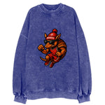 Houston Armadillo wearing Rockets red and silver beanie with rocket ship and - Vintage Sweatshirt