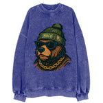 Waco Bear wearing Baylor beanie with BU patch - Vintage Sweatshirt
