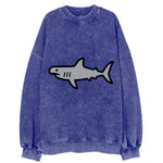 Hammerhead Shark - Gray distinctive head flat side profile - Vintage Sweatshirt