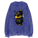 Atlanta Yellow Jacket wearing Georgia Tech beanie with GT patch - Vintage Sweatshirt