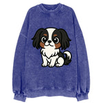 Japanese Chin - Black and white sitting pose - Vintage Sweatshirt