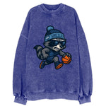 Memphis Raccoon wearing Grizzlies beanie with riverboat patch and wayfarer - Vintage Sweatshirt