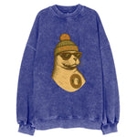 Hawaii Monk Seal wearing Honolulu beanie with pom pom and wayfarer sunglasses - Vintage Sweatshirt