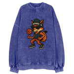Washington Fox wearing Wizards beanie with capitol patch and wayfarer - Vintage Sweatshirt
