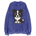 Border Collie - Intense stare sitting pose - Vintage Sweatshirt
