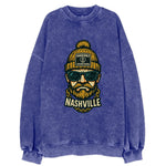 Nashville Commodore wearing Vanderbilt beanie with anchor patch - Vintage Sweatshirt