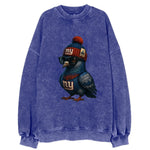 Manhattan Pigeon wearing Giants beanie with Empire State patch and wayfarer - Vintage Sweatshirt