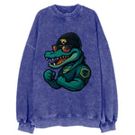 Jacksonville Alligator wearing Jaguars beanie with swamp patch and wayfarer - Vintage Sweatshirt