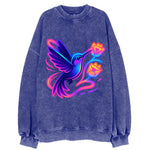 Hummingbird delivering miniature love letters tucked inside flower envelopes - Vintage Sweatshirt