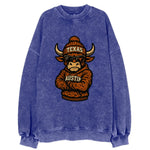 Austin Bevo wearing Texas beanie with longhorn patch - Vintage Sweatshirt