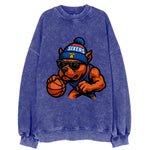 Philly Pitbull wearing Sixers beanie with Liberty Bell and wayfarer sunglasses - Vintage Sweatshirt