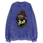 Milwaukee Badger wearing Milwaukee beanie with pom pom and wayfarer sunglasses - Vintage Sweatshirt