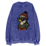 Dallas Mockingbird wearing Dallas beanie with pom pom and wayfarer sunglasses - Vintage Sweatshirt