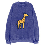 Giraffe - Yellow with brown patches flat side profile - Vintage Sweatshirt