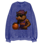 Phoenix Javelina wearing Suns beanie with cactus patch and wayfarer sunglasses - Vintage Sweatshirt