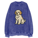 Clumber Spaniel - White with lemon markings embroidered pose - Vintage Sweatshirt